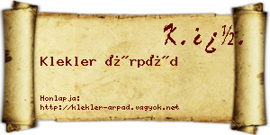 Klekler Árpád névjegykártya