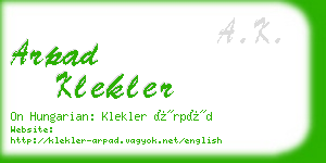 arpad klekler business card
